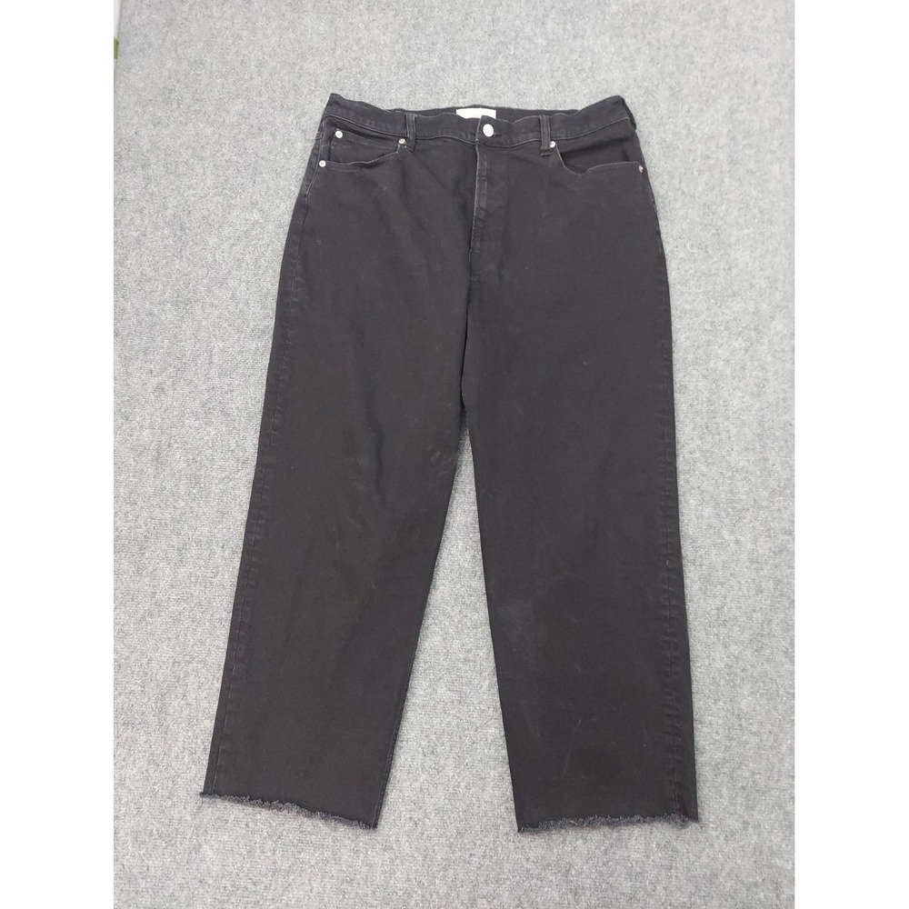 Everlane Jeans Womens 34 Black The Way High Jean Wide Leg Raw Hem Cotton Stretch